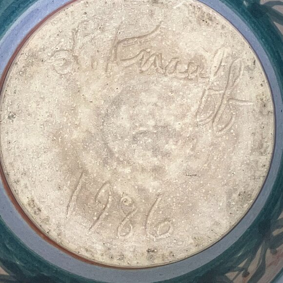 1986 Lawrence Knaff Wheel Thrown Hand Painted Bowl Artist Signed - Picture 9 of 9